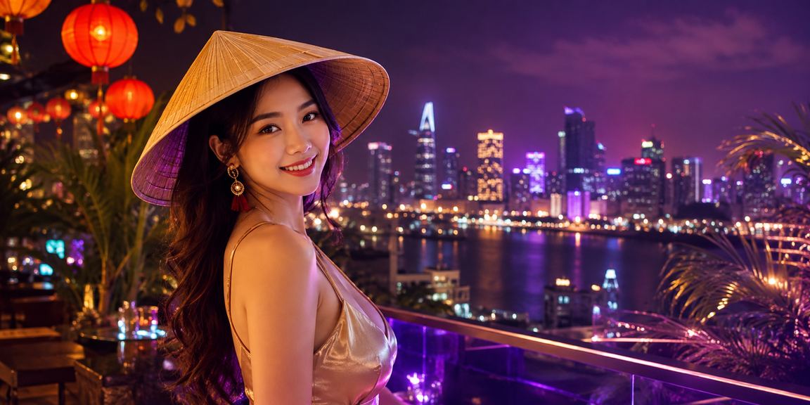 Cảnh quan sòng bài và cá cược trực tuyến Việt Nam với không khí sôi động về đêm